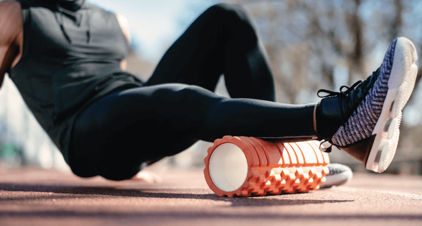 Male Foam Rolling with Leg